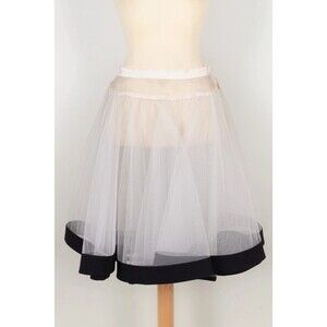 Valentino Boutique Women’s White Pleated Tulle Ball Skirt Size 6 US S Small Hole